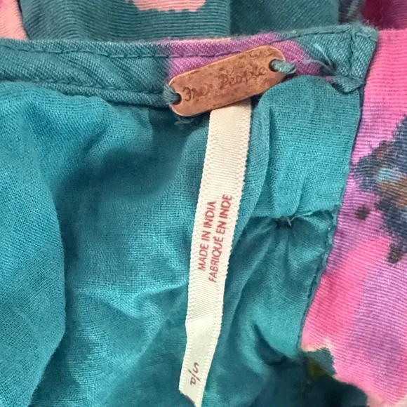 Free People Teal and Pink Floral Midi Dress - Picture 2 of 4